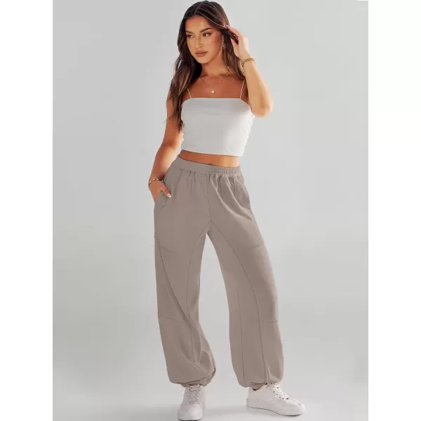 imageANRABESS Womens Cinch Bottom Sweatpants High Waisted Athletic Joggers Sweat PantsKhaki