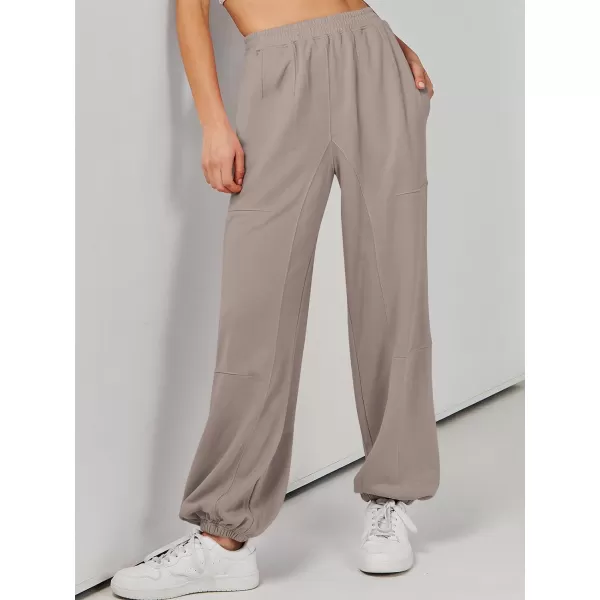 imageANRABESS Womens Cinch Bottom Sweatpants High Waisted Athletic Joggers Sweat PantsKhaki