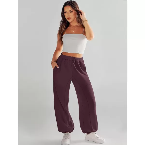 imageANRABESS Womens Cinch Bottom Sweatpants High Waisted Athletic Joggers Sweat PantsRed