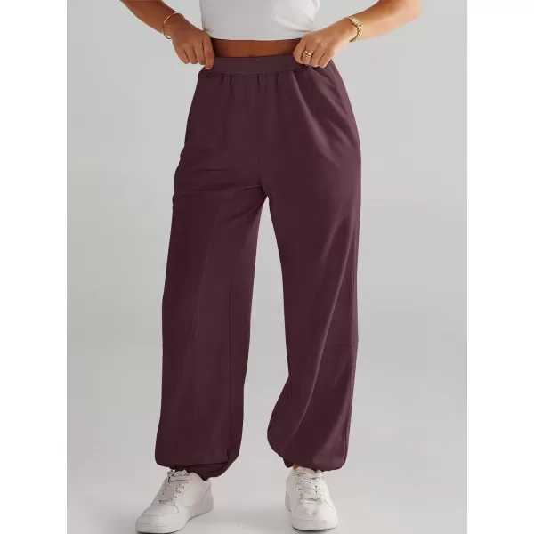 imageANRABESS Womens Cinch Bottom Sweatpants High Waisted Athletic Joggers Sweat PantsRed