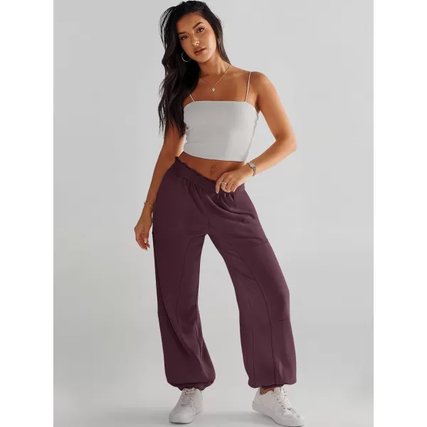imageANRABESS Womens Cinch Bottom Sweatpants High Waisted Athletic Joggers Sweat PantsRed