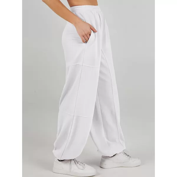 imageANRABESS Womens Cinch Bottom Sweatpants High Waisted Athletic Joggers Sweat PantsWhite