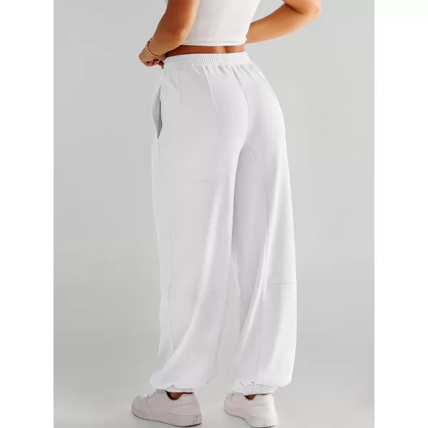 imageANRABESS Womens Cinch Bottom Sweatpants High Waisted Athletic Joggers Sweat PantsWhite