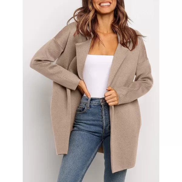 imageANRABESS Womens Coatigan Jacket Long Sleeve Open Front Cardigan Coat Chunky Lapel Blazer Sweater for Winter FallApricot