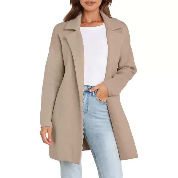 imageANRABESS Womens Coatigan Jacket Long Sleeve Open Front Cardigan Coat Chunky Lapel Blazer Sweater for Winter FallApricot