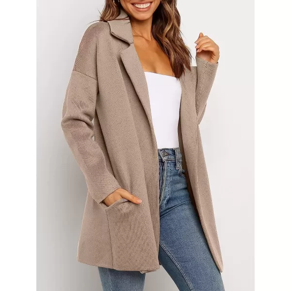 imageANRABESS Womens Coatigan Jacket Long Sleeve Open Front Cardigan Coat Chunky Lapel Blazer Sweater for Winter FallApricot