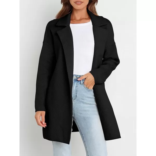 imageANRABESS Womens Coatigan Jacket Long Sleeve Open Front Cardigan Coat Chunky Lapel Blazer Sweater for Winter FallBlack