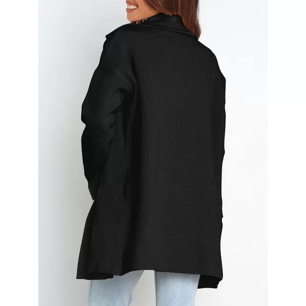 imageANRABESS Womens Coatigan Jacket Long Sleeve Open Front Cardigan Coat Chunky Lapel Blazer Sweater for Winter FallBlack