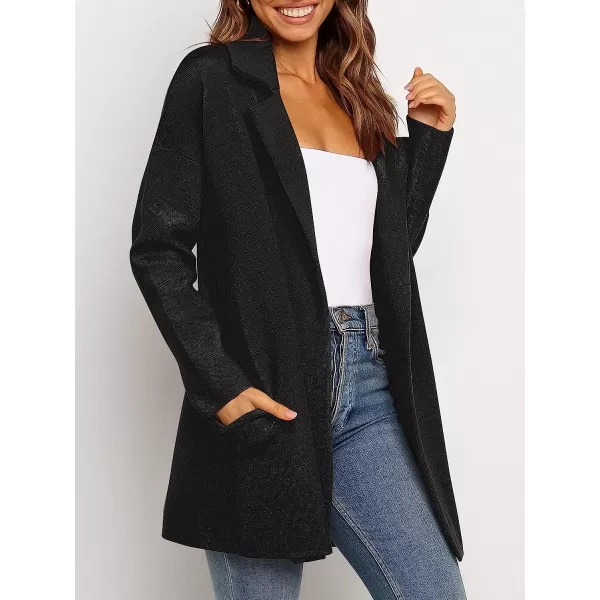 imageANRABESS Womens Coatigan Jacket Long Sleeve Open Front Cardigan Coat Chunky Lapel Blazer Sweater for Winter FallBlack