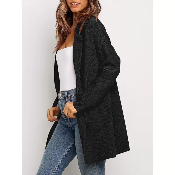 imageANRABESS Womens Coatigan Jacket Long Sleeve Open Front Cardigan Coat Chunky Lapel Blazer Sweater for Winter FallBlack