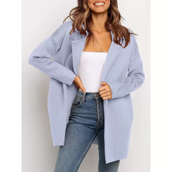 imageANRABESS Womens Coatigan Jacket Long Sleeve Open Front Cardigan Coat Chunky Lapel Blazer Sweater for Winter FallBlue