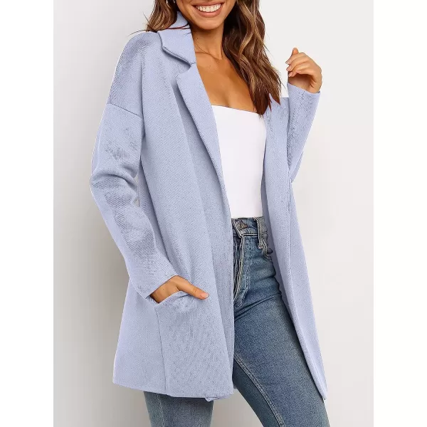 imageANRABESS Womens Coatigan Jacket Long Sleeve Open Front Cardigan Coat Chunky Lapel Blazer Sweater for Winter FallBlue