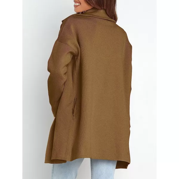 imageANRABESS Womens Coatigan Jacket Long Sleeve Open Front Cardigan Coat Chunky Lapel Blazer Sweater for Winter FallBrown