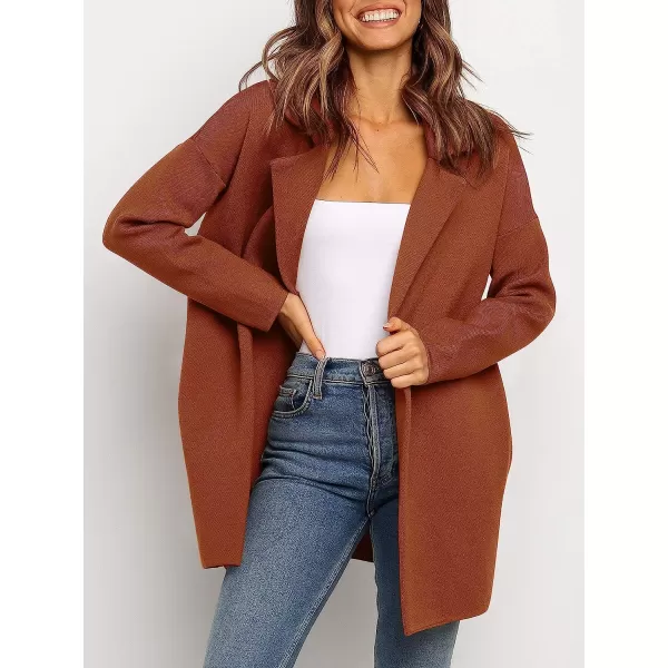 imageANRABESS Womens Coatigan Jacket Long Sleeve Open Front Cardigan Coat Chunky Lapel Blazer Sweater for Winter FallCaramel