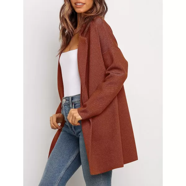 imageANRABESS Womens Coatigan Jacket Long Sleeve Open Front Cardigan Coat Chunky Lapel Blazer Sweater for Winter FallCaramel