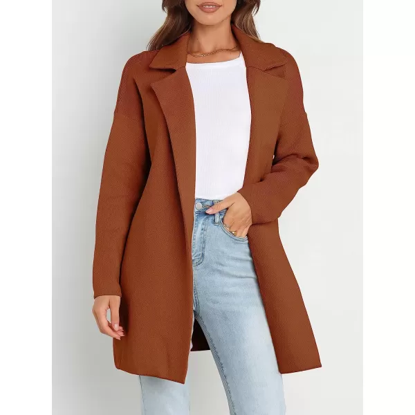 imageANRABESS Womens Coatigan Jacket Long Sleeve Open Front Cardigan Coat Chunky Lapel Blazer Sweater for Winter FallCaramel