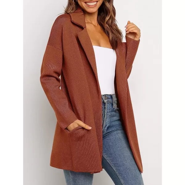 imageANRABESS Womens Coatigan Jacket Long Sleeve Open Front Cardigan Coat Chunky Lapel Blazer Sweater for Winter FallCaramel