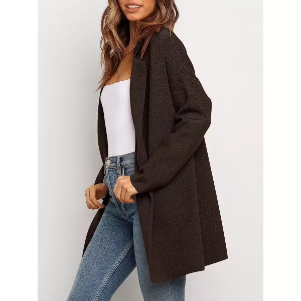 imageANRABESS Womens Coatigan Jacket Long Sleeve Open Front Cardigan Coat Chunky Lapel Blazer Sweater for Winter FallCoffee
