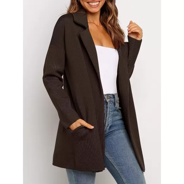 imageANRABESS Womens Coatigan Jacket Long Sleeve Open Front Cardigan Coat Chunky Lapel Blazer Sweater for Winter FallCoffee