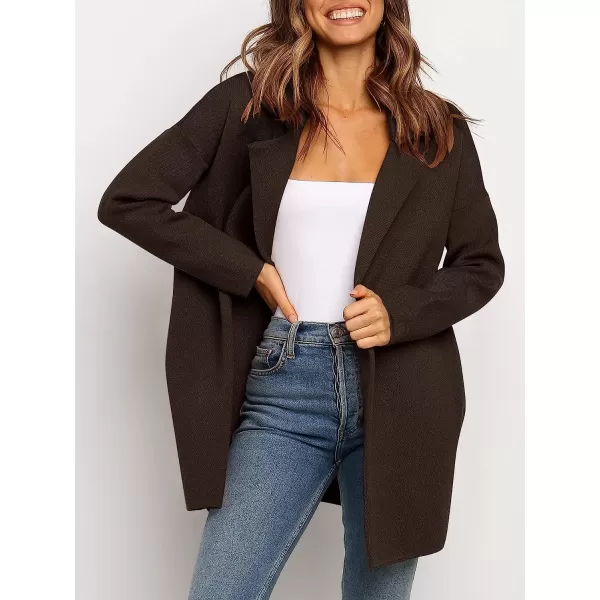 imageANRABESS Womens Coatigan Jacket Long Sleeve Open Front Cardigan Coat Chunky Lapel Blazer Sweater for Winter FallCoffee