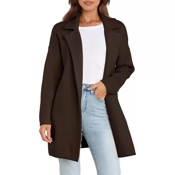 imageANRABESS Womens Coatigan Jacket Long Sleeve Open Front Cardigan Coat Chunky Lapel Blazer Sweater for Winter FallCoffee