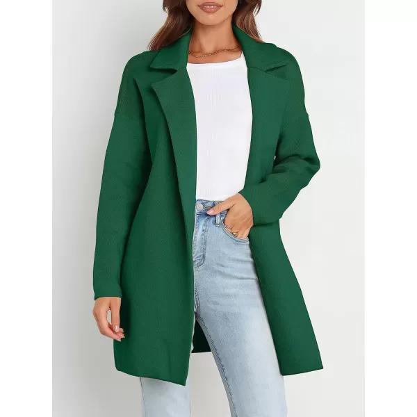 imageANRABESS Womens Coatigan Jacket Long Sleeve Open Front Cardigan Coat Chunky Lapel Blazer Sweater for Winter FallDeep Green