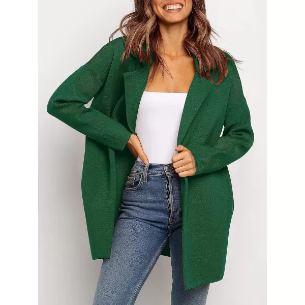 imageANRABESS Womens Coatigan Jacket Long Sleeve Open Front Cardigan Coat Chunky Lapel Blazer Sweater for Winter FallDeep Green