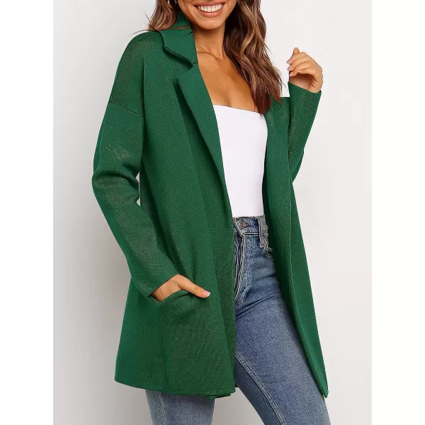 imageANRABESS Womens Coatigan Jacket Long Sleeve Open Front Cardigan Coat Chunky Lapel Blazer Sweater for Winter FallDeep Green