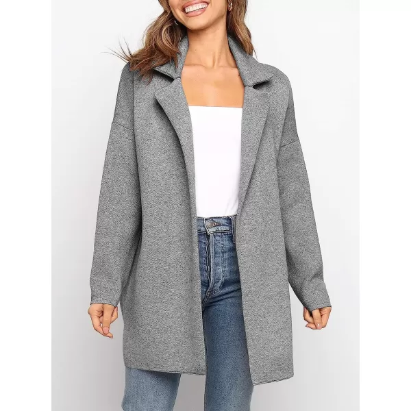 imageANRABESS Womens Coatigan Jacket Long Sleeve Open Front Cardigan Coat Chunky Lapel Blazer Sweater for Winter FallGray