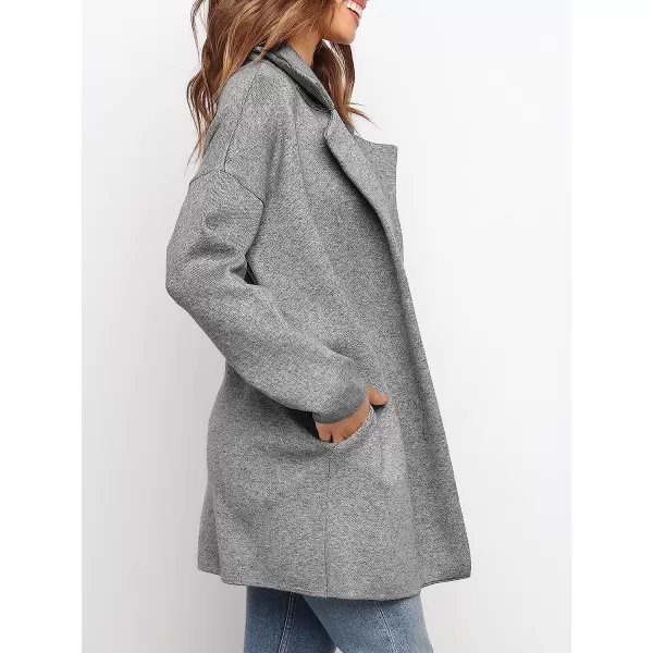 imageANRABESS Womens Coatigan Jacket Long Sleeve Open Front Cardigan Coat Chunky Lapel Blazer Sweater for Winter FallGray