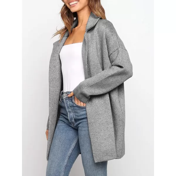 imageANRABESS Womens Coatigan Jacket Long Sleeve Open Front Cardigan Coat Chunky Lapel Blazer Sweater for Winter FallGray