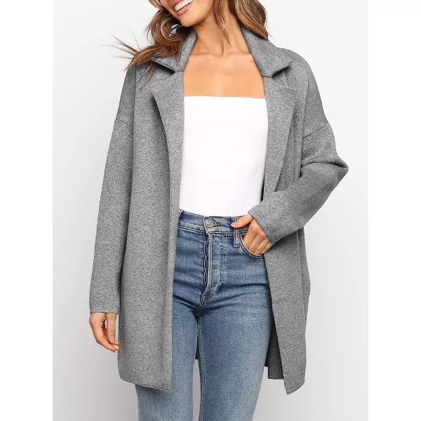 imageANRABESS Womens Coatigan Jacket Long Sleeve Open Front Cardigan Coat Chunky Lapel Blazer Sweater for Winter FallGray