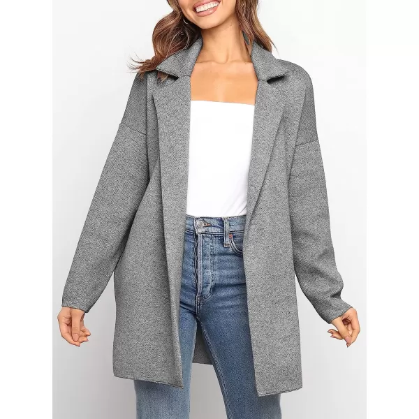 imageANRABESS Womens Coatigan Jacket Long Sleeve Open Front Cardigan Coat Chunky Lapel Blazer Sweater for Winter FallGray