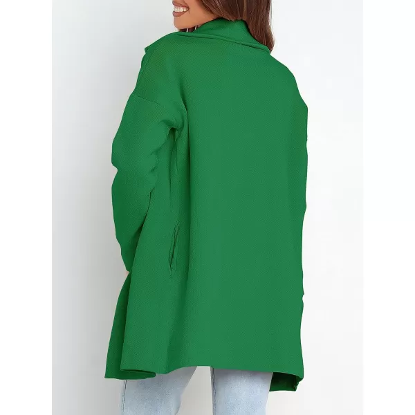 imageANRABESS Womens Coatigan Jacket Long Sleeve Open Front Cardigan Coat Chunky Lapel Blazer Sweater for Winter FallGreen