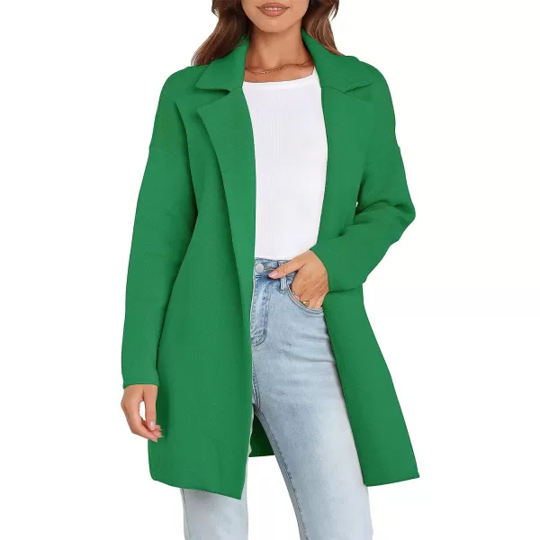 imageANRABESS Womens Coatigan Jacket Long Sleeve Open Front Cardigan Coat Chunky Lapel Blazer Sweater for Winter FallGreen