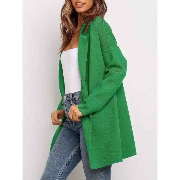 imageANRABESS Womens Coatigan Jacket Long Sleeve Open Front Cardigan Coat Chunky Lapel Blazer Sweater for Winter FallGreen