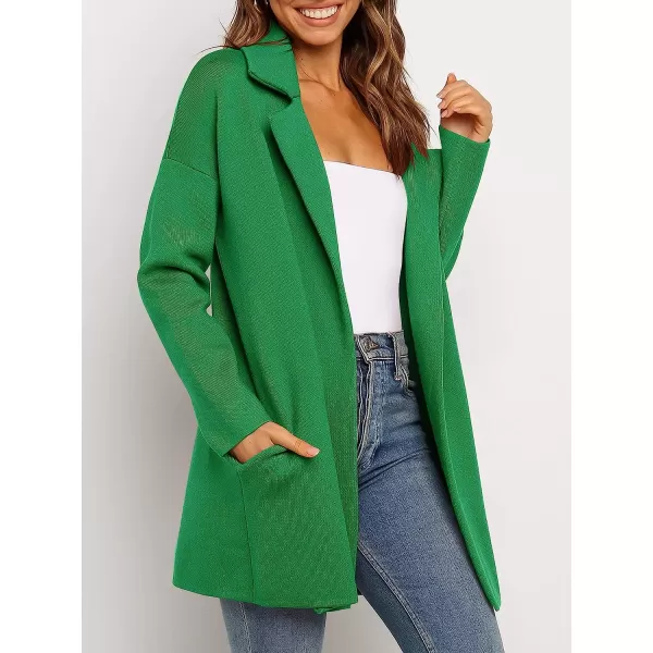 imageANRABESS Womens Coatigan Jacket Long Sleeve Open Front Cardigan Coat Chunky Lapel Blazer Sweater for Winter FallGreen