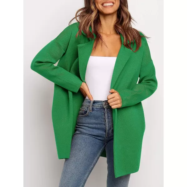 imageANRABESS Womens Coatigan Jacket Long Sleeve Open Front Cardigan Coat Chunky Lapel Blazer Sweater for Winter FallGreen