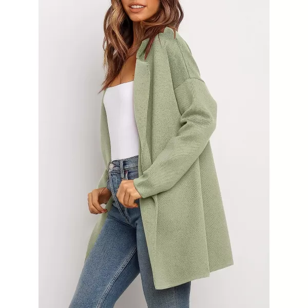 imageANRABESS Womens Coatigan Jacket Long Sleeve Open Front Cardigan Coat Chunky Lapel Blazer Sweater for Winter FallLight Green