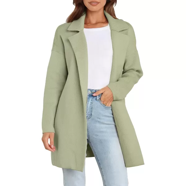 imageANRABESS Womens Coatigan Jacket Long Sleeve Open Front Cardigan Coat Chunky Lapel Blazer Sweater for Winter FallLight Green