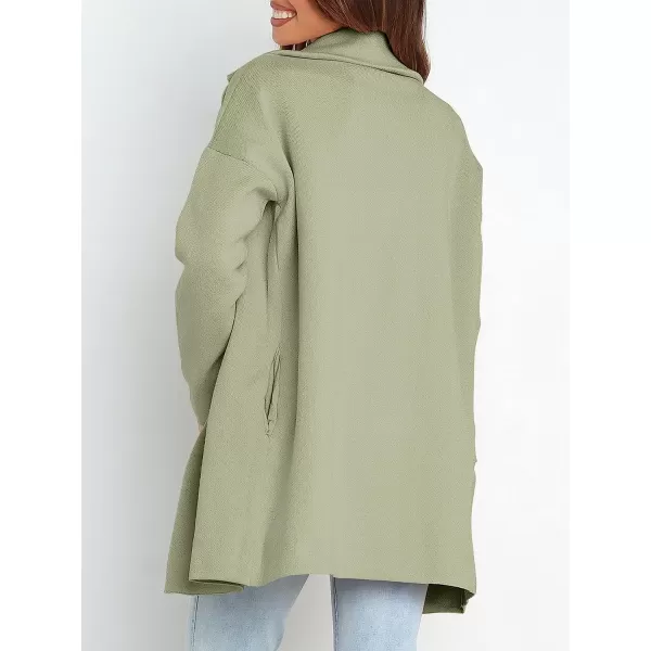 imageANRABESS Womens Coatigan Jacket Long Sleeve Open Front Cardigan Coat Chunky Lapel Blazer Sweater for Winter FallLight Green