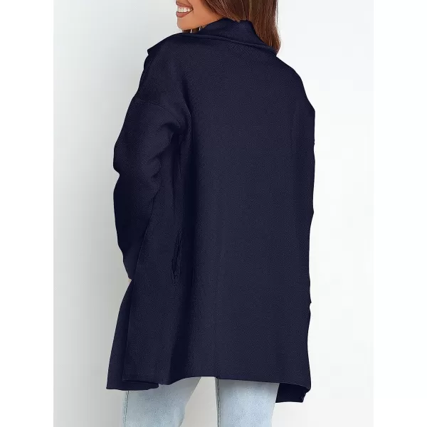 imageANRABESS Womens Coatigan Jacket Long Sleeve Open Front Cardigan Coat Chunky Lapel Blazer Sweater for Winter FallNavy Blue