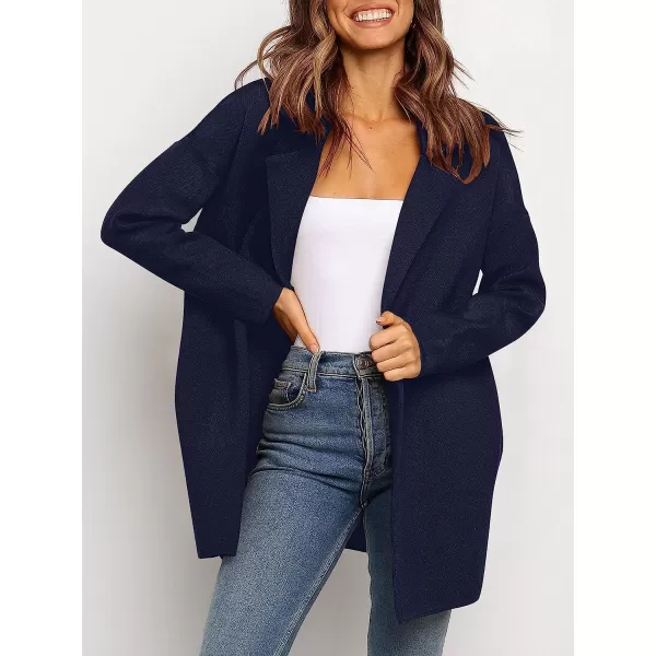 imageANRABESS Womens Coatigan Jacket Long Sleeve Open Front Cardigan Coat Chunky Lapel Blazer Sweater for Winter FallNavy Blue