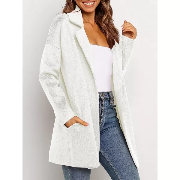 imageANRABESS Womens Coatigan Jacket Long Sleeve Open Front Cardigan Coat Chunky Lapel Blazer Sweater for Winter FallWhite