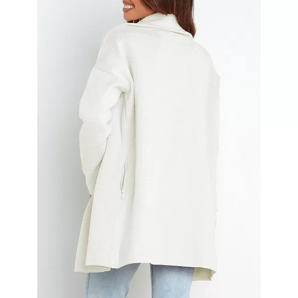 imageANRABESS Womens Coatigan Jacket Long Sleeve Open Front Cardigan Coat Chunky Lapel Blazer Sweater for Winter FallWhite