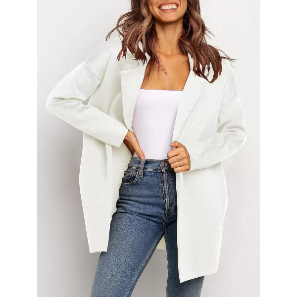 imageANRABESS Womens Coatigan Jacket Long Sleeve Open Front Cardigan Coat Chunky Lapel Blazer Sweater for Winter FallWhite