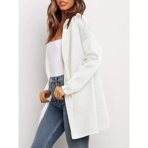 imageANRABESS Womens Coatigan Jacket Long Sleeve Open Front Cardigan Coat Chunky Lapel Blazer Sweater for Winter FallWhite