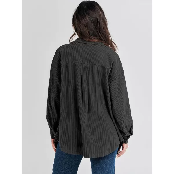 imageANRABESS Womens Corduroy Shacket Oversized Long Sleeve Button Down Shirts 2023 Trendy Cardigan Jacket CoatsBlack