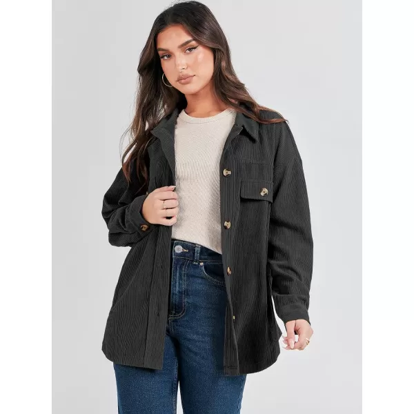 imageANRABESS Womens Corduroy Shacket Oversized Long Sleeve Button Down Shirts 2023 Trendy Cardigan Jacket CoatsBlack