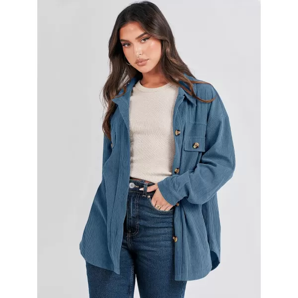 imageANRABESS Womens Corduroy Shacket Oversized Long Sleeve Button Down Shirts 2023 Trendy Cardigan Jacket CoatsBlue
